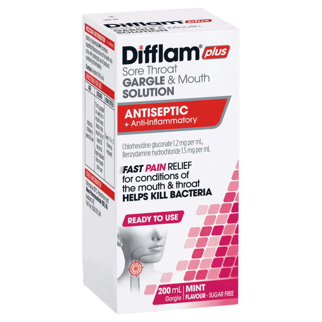 Difflam Plus Sore Throat Gargle & Mouth Solution Antiseptic + Anti-inflammatory 200ml
