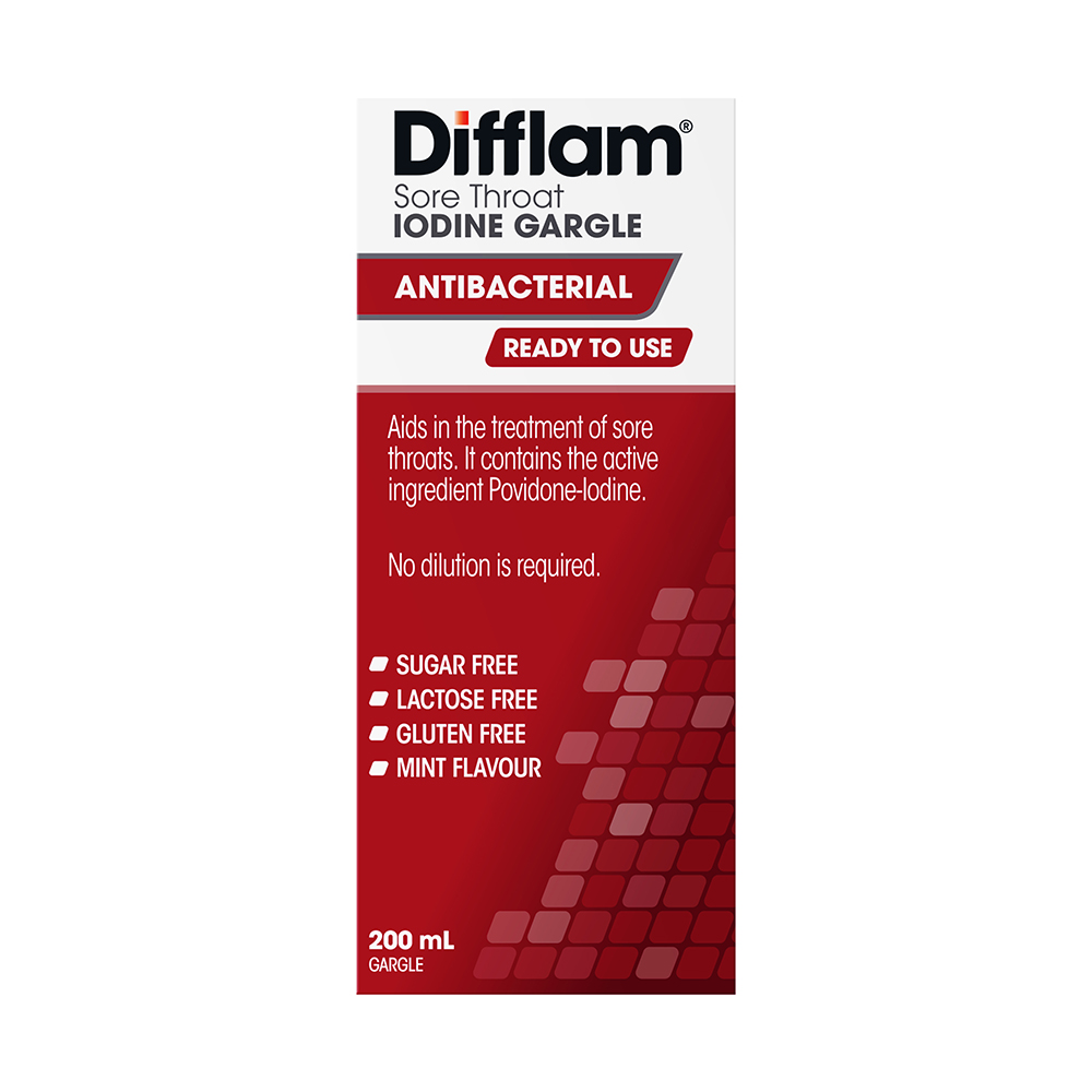 Difflam Ready to Use Sore Throat Gargle with Iodine