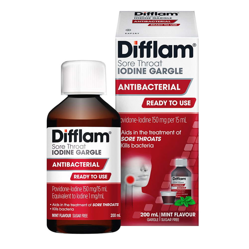 Difflam Ready to Use Sore Throat Gargle with Iodine