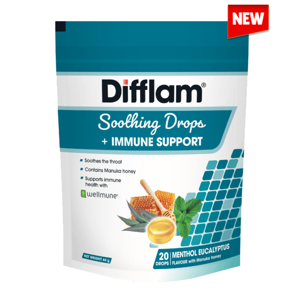 Difflam Soothing Drops + Immune Support Menthol Eucalyptus Flavour Coming Soon
