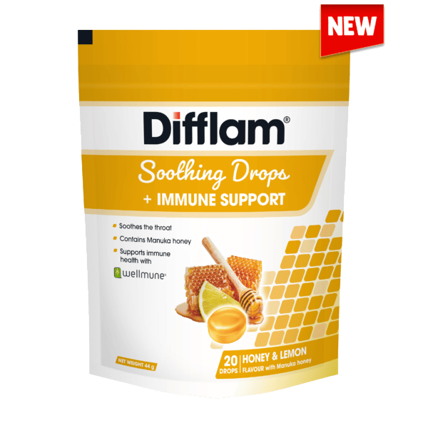 Difflam Soothing Drops + Immune Support Honey & Lemon Flavour Coming Soon