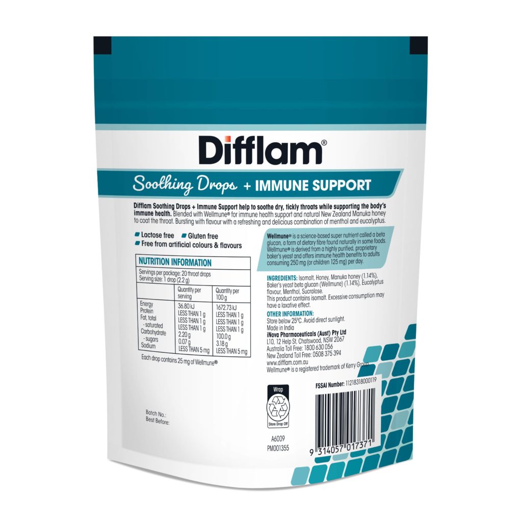 DIFFLAM Soothing Drops <br>+ IMMUNE SUPPORT <br>MENTHOL EUCALYPTUS