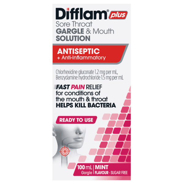 Difflam Plus Sore Throat Gargle & Mouth Solution Antiseptic + Anti-inflammatory 100ml