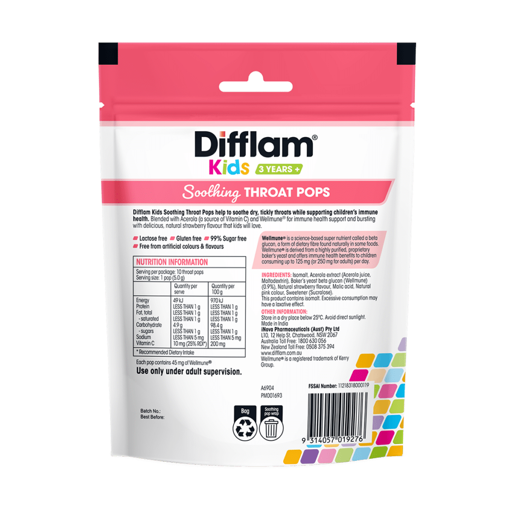 Difflam® Kids Soothing Throat Pops Strawberry