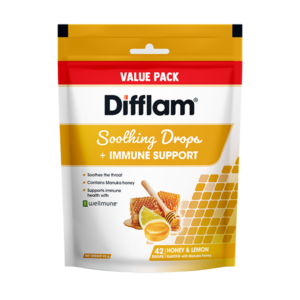 Difflam Soothing Drops + Immune Support Honey & Lemon 42 pack product image