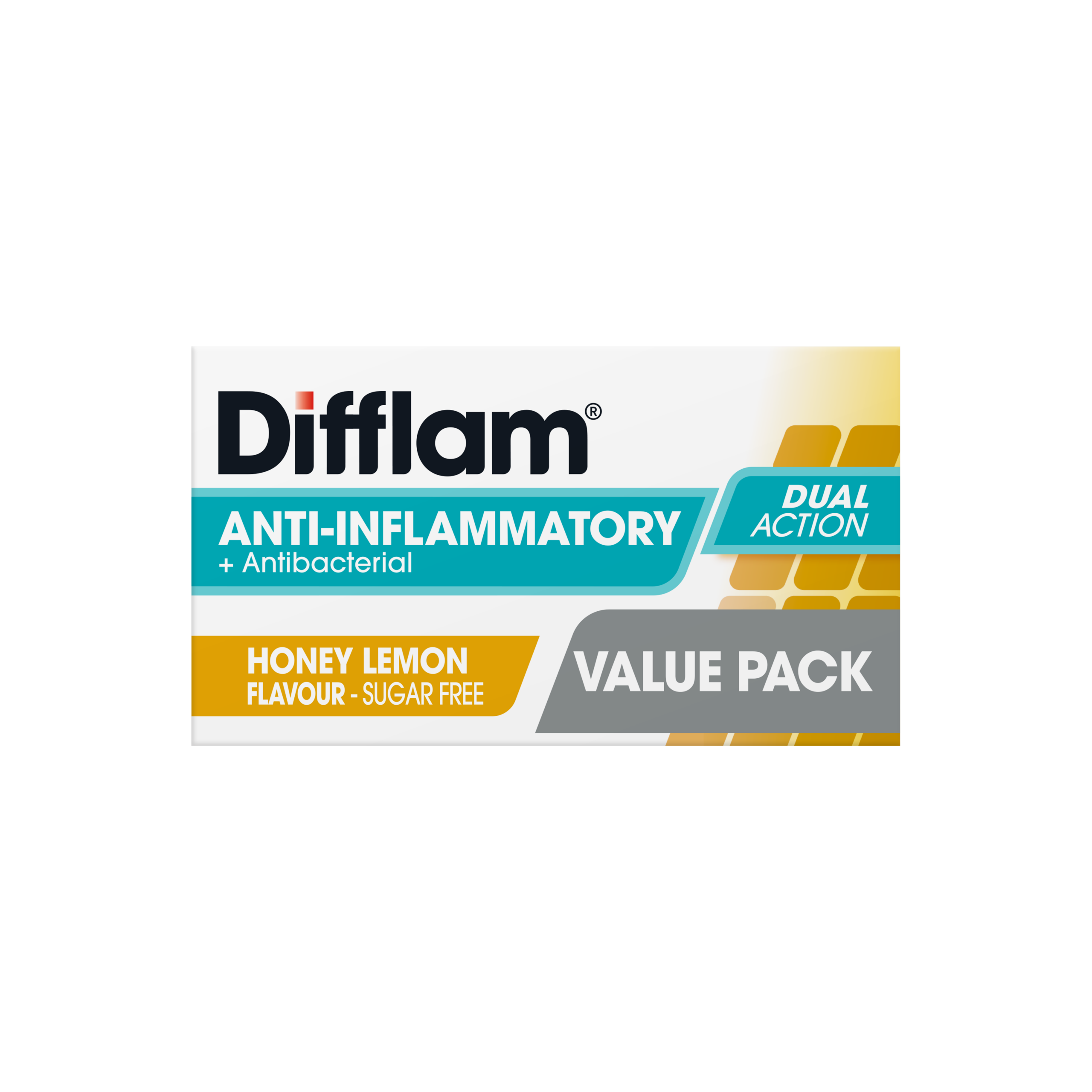 Difflam Anti-Inflammatory + Antibacterial Dual Action Honey Lemon Lozenges 32s product image